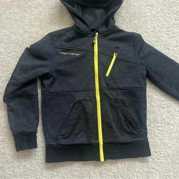 Obermeyer Ski Snowboarding Hoodie Sweatshirt 47001 Black Boy Sz Small Full Zip - Picture 3 of 16